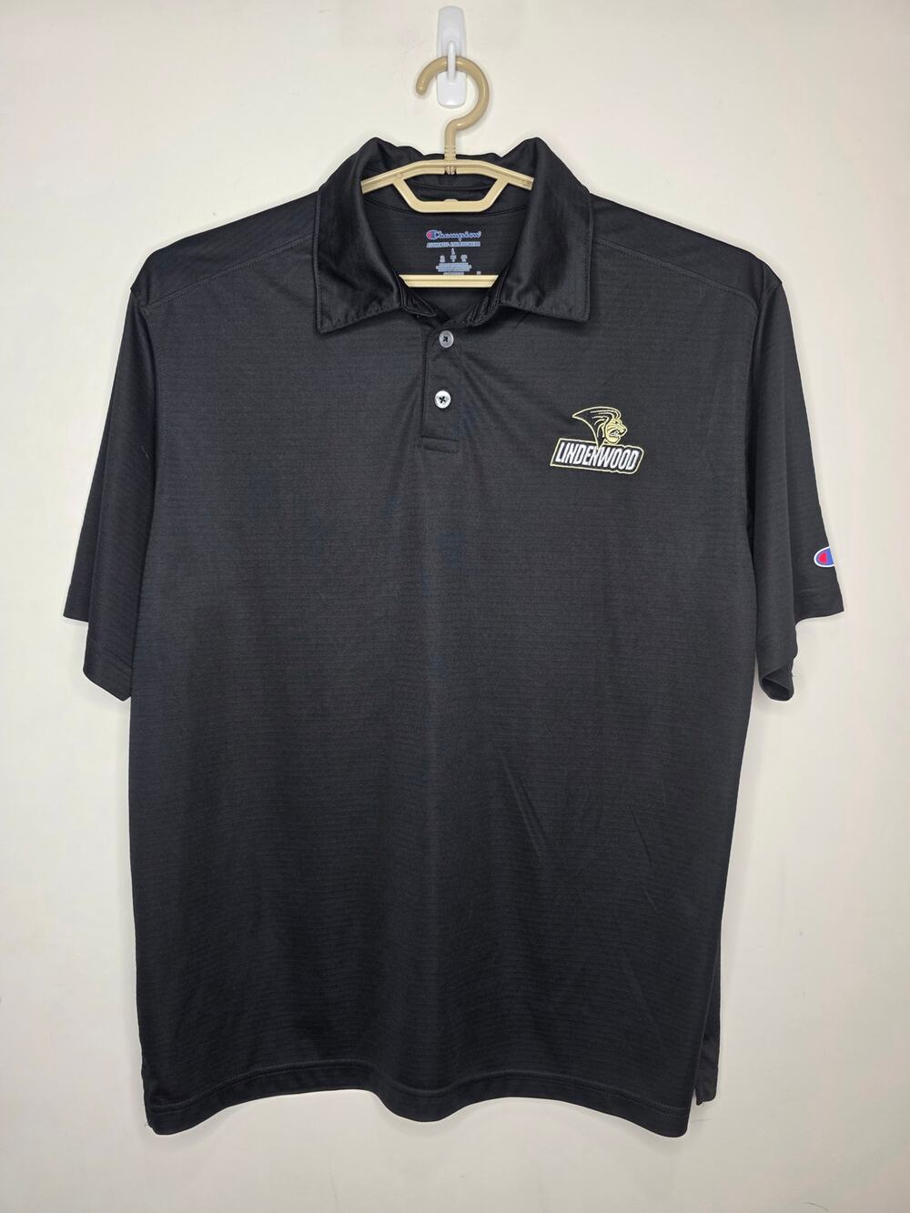 Champion Lindenwood Lions black short sleeve polo shirt - large